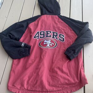 SF 49ERS Reebok Men's San Francisco 49ers Hooded Jacket Red/Black NFL Size XL